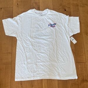 O'Neill White Tee with Pink & Blue Script Logo